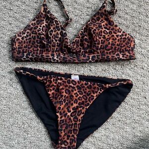 No Boundaries Leopard Print Bikini - Brown & Black